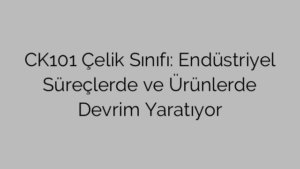 CK101 Çelik Sınıfı: Endüstriyel Süreçlerde ve Ürünlerde Devrim Yaratıyor