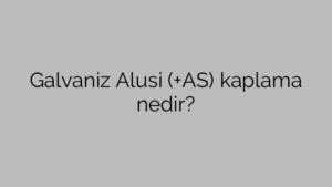 Galvaniz Alusi (+AS) kaplama nedir?