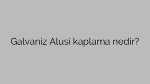 Galvaniz Alusi kaplama nedir?