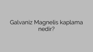 Galvaniz Magnelis kaplama nedir?