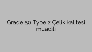 Grade 50 Type 2 Çelik kalitesi muadili