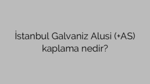 İstanbul Galvaniz Alusi (+AS) kaplama nedir?