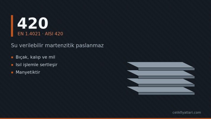 420 Su verilebilir martenzitik paslanmaz (EN 1.4021 · AISI 420)