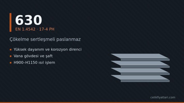 630 Çökelme sertleşmeli paslanmaz (EN 1.4542 · 17-4 PH)