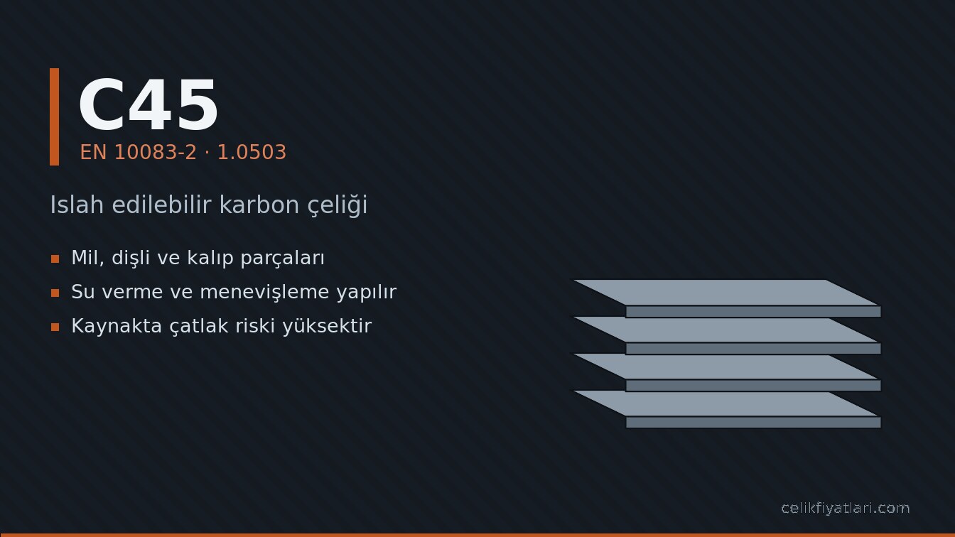 C45 Islah edilebilir karbon çeliği (EN 10083-2 · 1.0503)